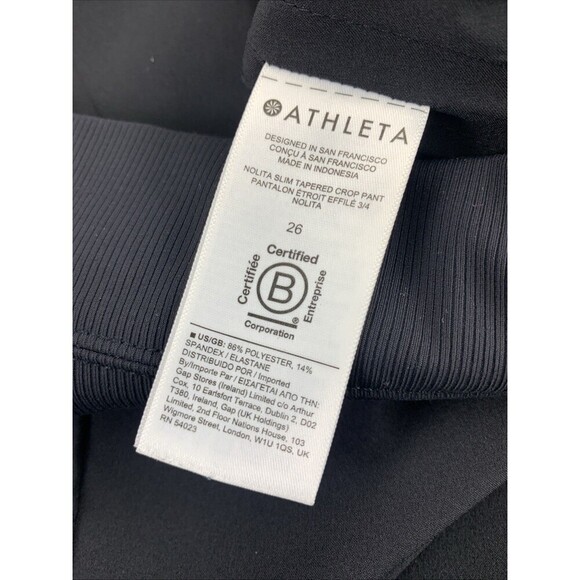 Athleta Nolita Slim Tapered Crop Pant Black Pull On 980400 Pocket Womens Plus 26 - Picture 9 of 16